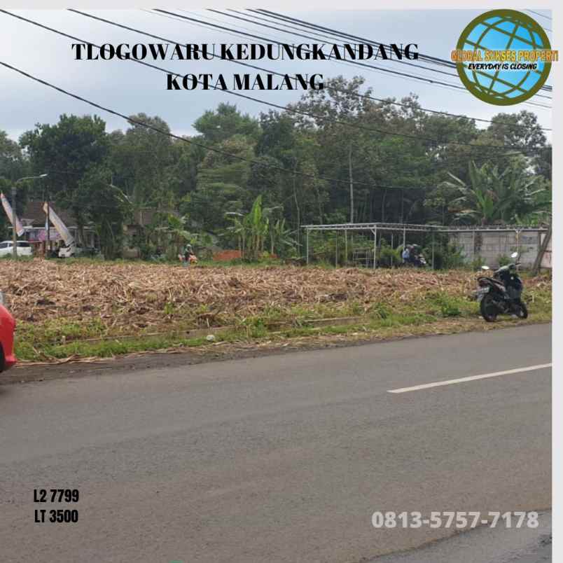 dijual tanah jl raya tlogowaru