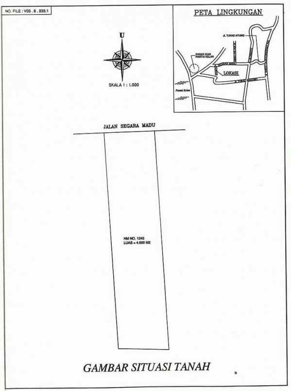 dijual tanah jl segara madu