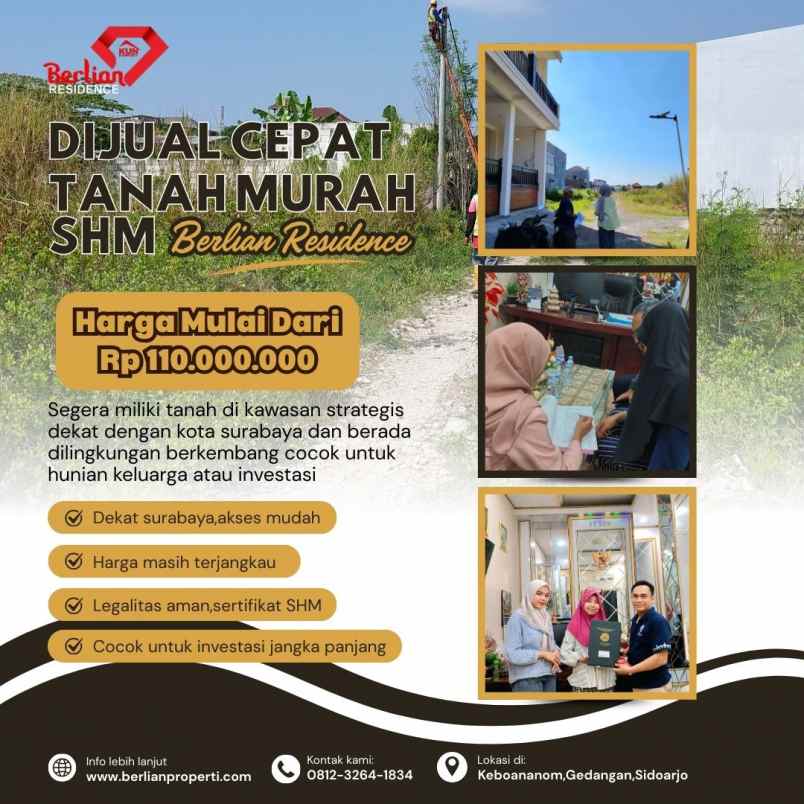 dijual tanah kavling di gedangan sidoarjo