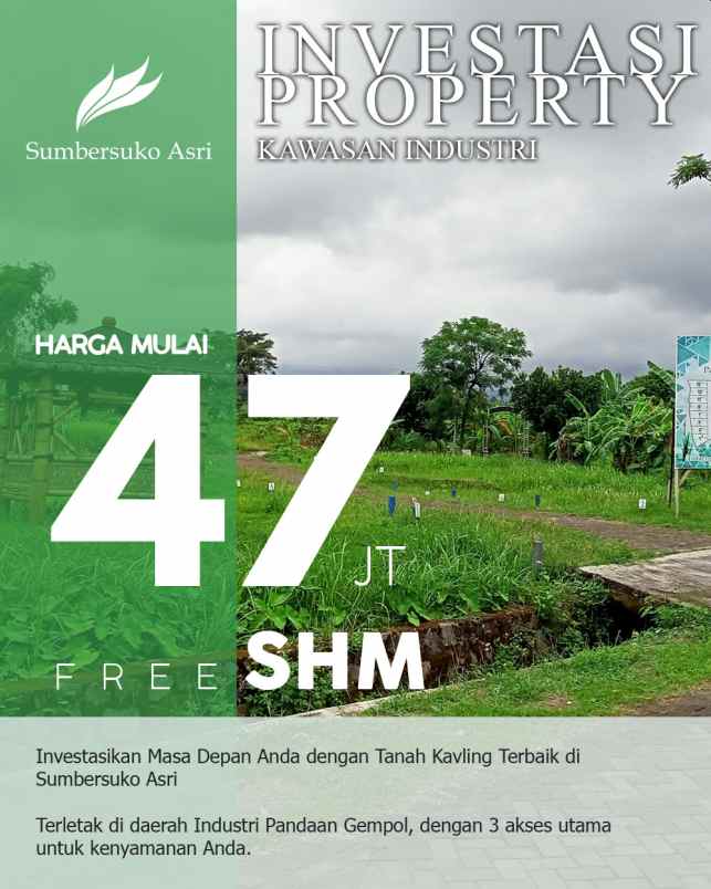 dijual tanah kemuning sumbersuko kec