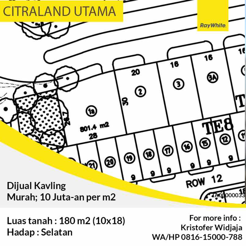 dijual tanah maxwell citraland utama