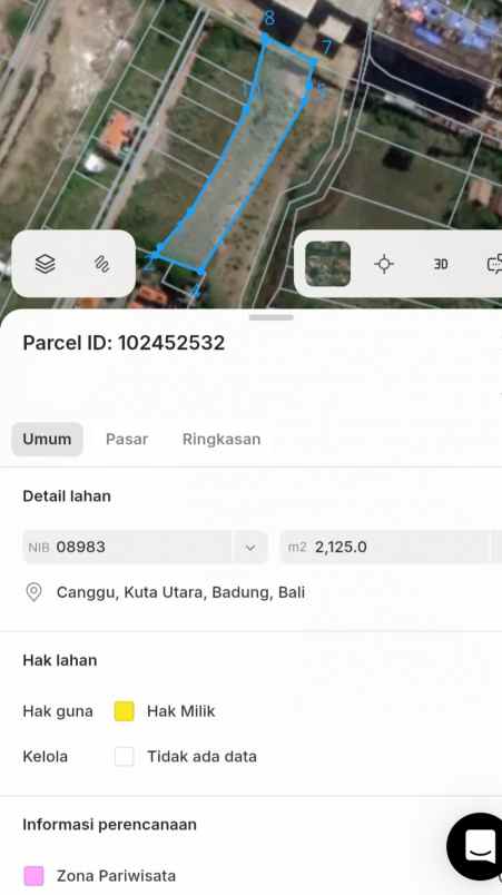 dijual tanah pantai batu bolong
