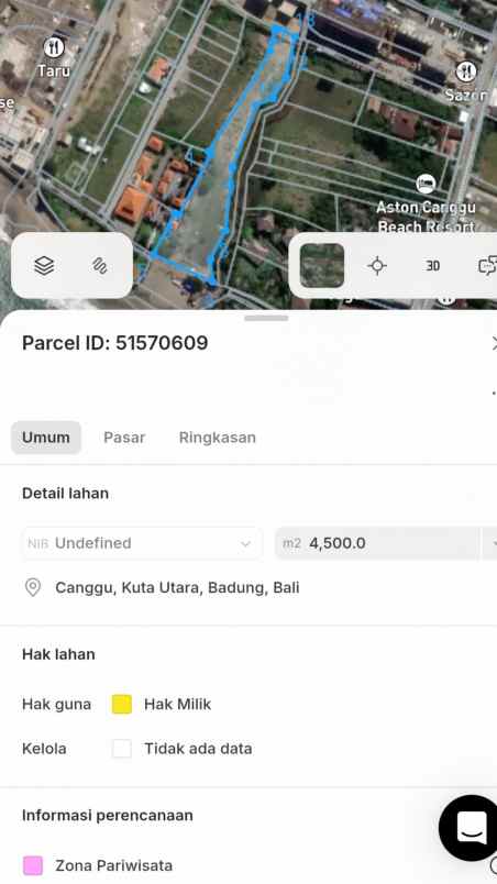 dijual tanah pantai batu bolong