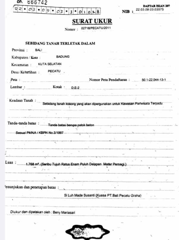 dijual tanah pantai dreamland