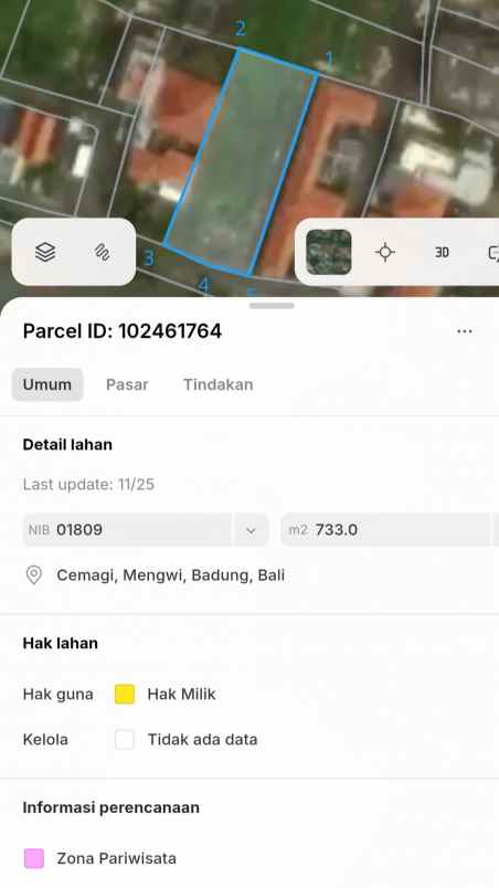 dijual tanah pantai mengening
