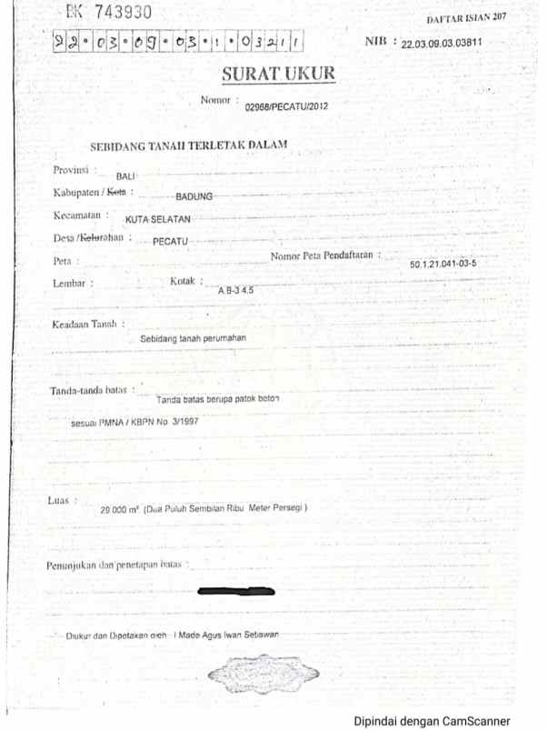 dijual tanah pantai nyang nyang beach
