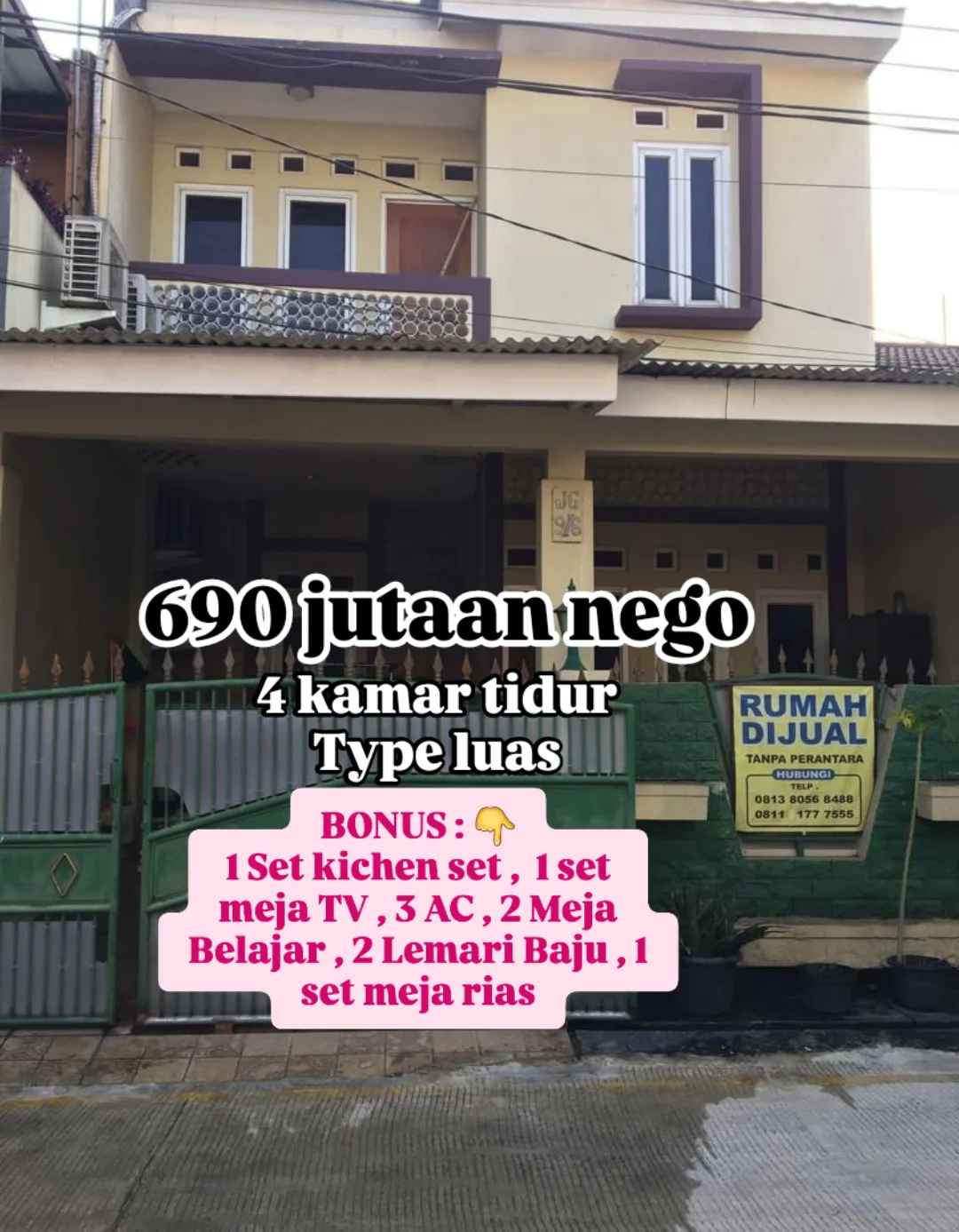 jual murah bebas banjir type luas harga nego