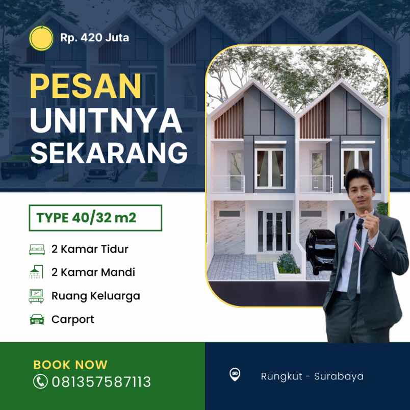 rumah 2 lantai di medokan surabaya