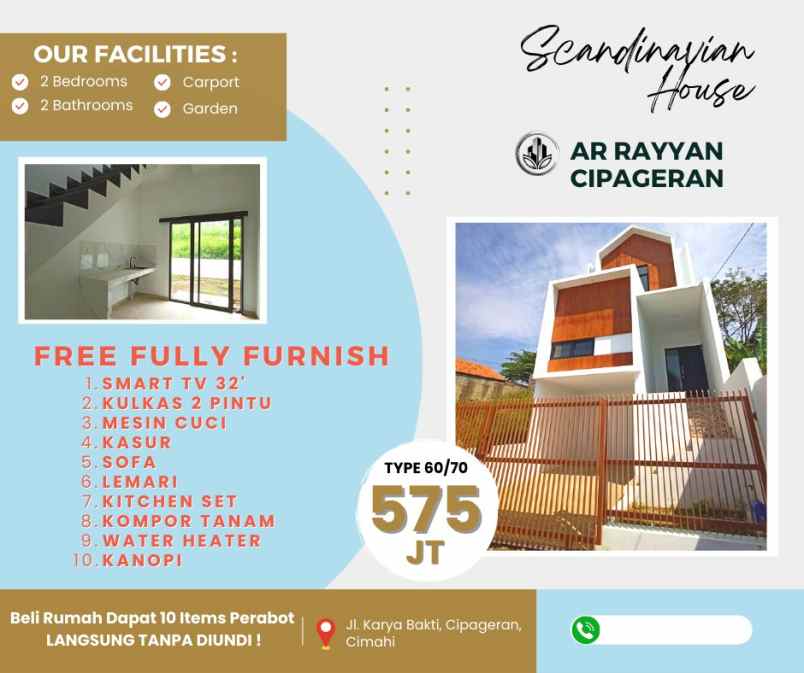 rumah 2 lantai full furnish di cimahi