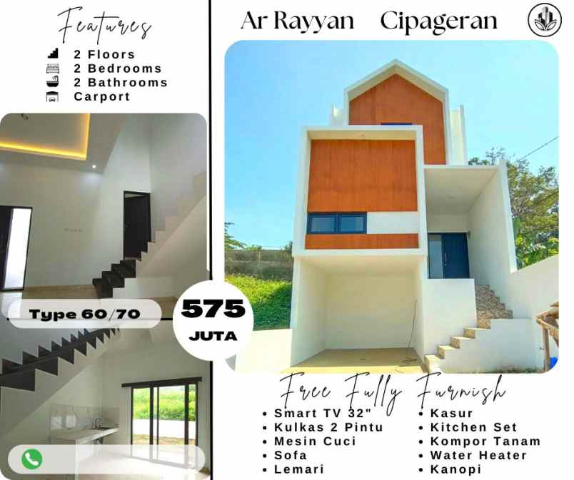 rumah 2 lantai full furnish di cimahi