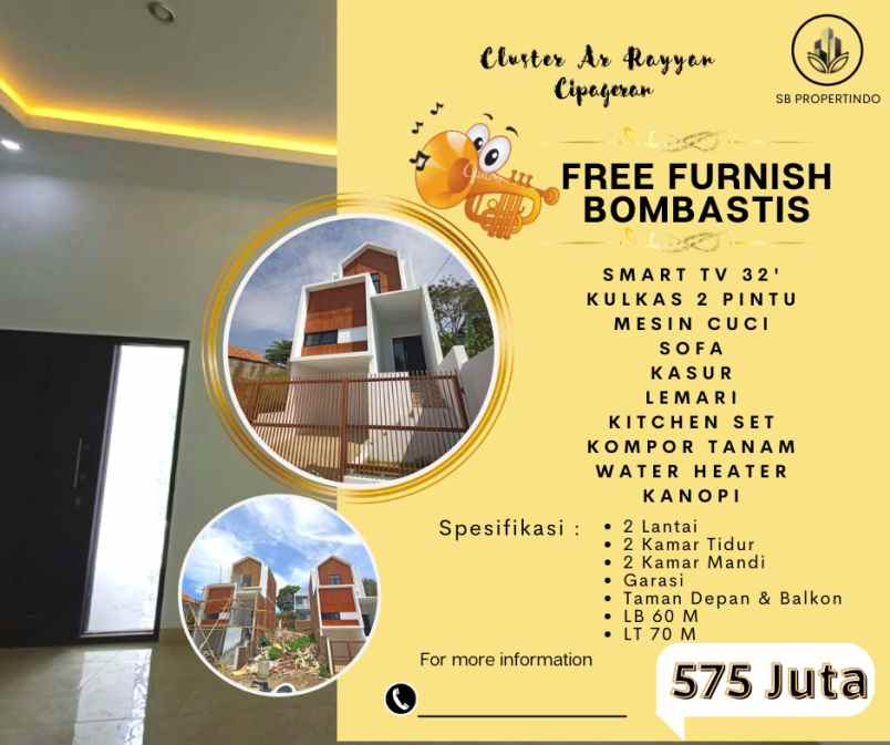 rumah 2 lantai full furnish di cimahi