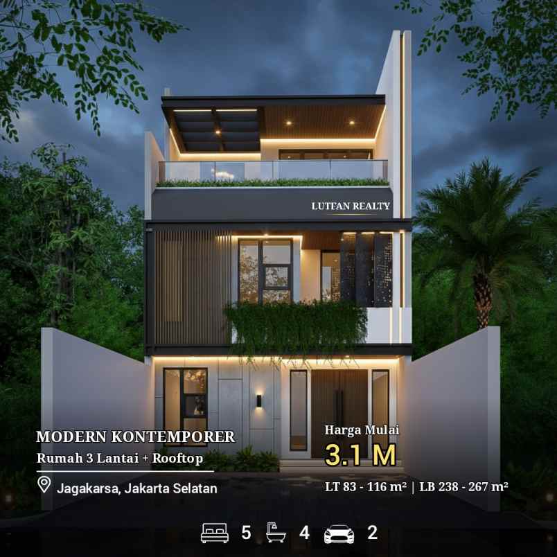 rumah modern kontemporer dalam komplek
