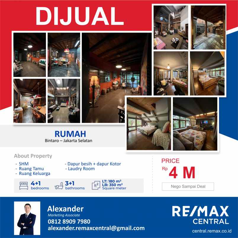 rumah shm 3 lantai bintaro jakarta selatan