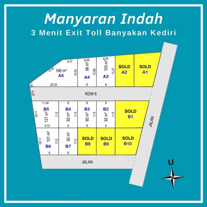 tanah dekat bandara kediri 1jt m cocok untuk investasi