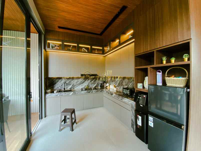 villa modern private pool view sawah gunung merapi