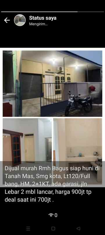 buc dijual rumah siap huni di tanah mas semarang