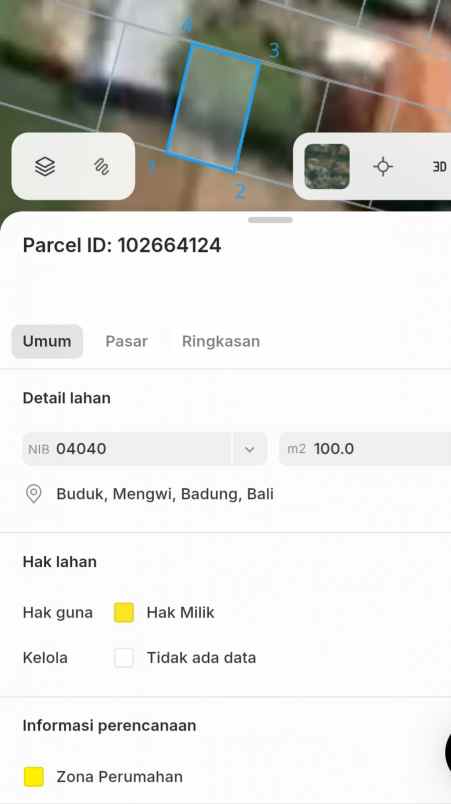 dijual 2 are jl veteran buduk pererenan mengwi badung