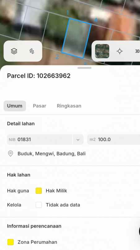 dijual 2 are jl veteran buduk pererenan mengwi badung