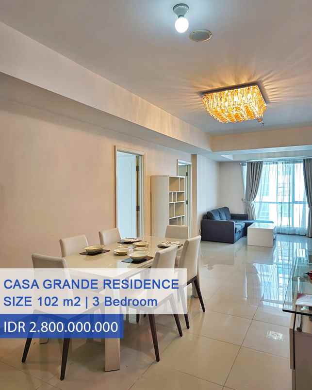 dijual apartemen casa grande casablaca kokas 3 bedroom