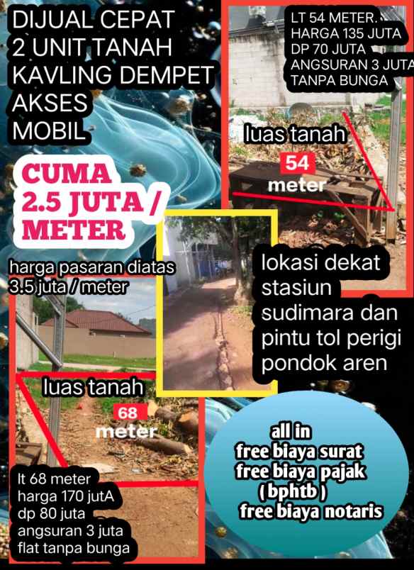 dijual cepat 2 kavling dempet murah