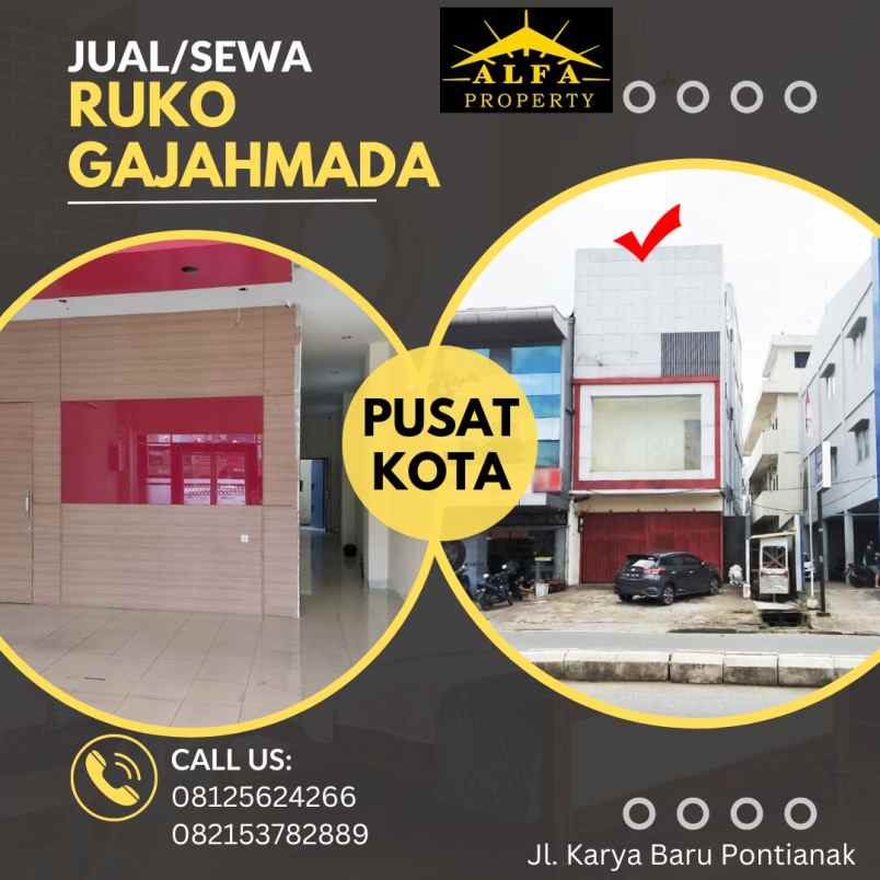 dijual disewakan ruko jalan gajahmada kota pontianak