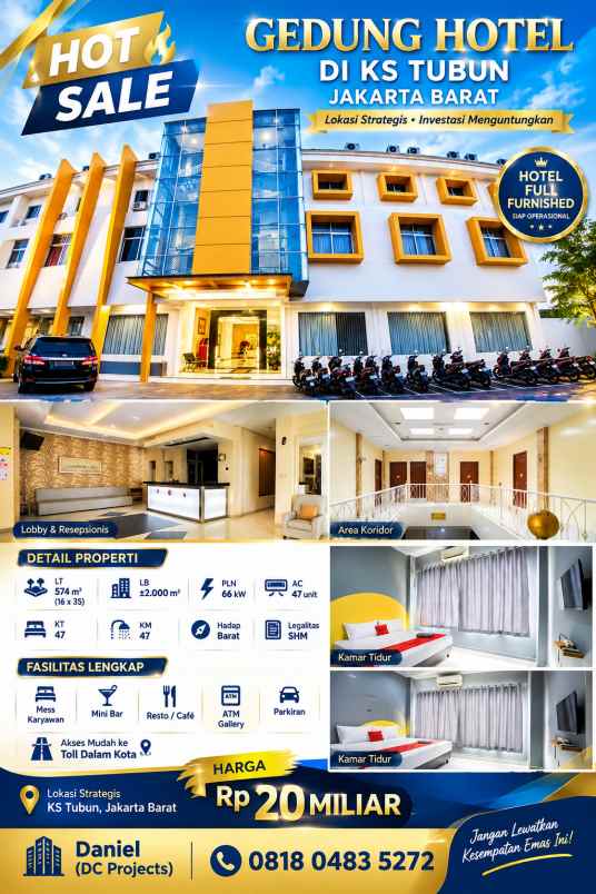 dijual hotel jl ks tubun palmerah