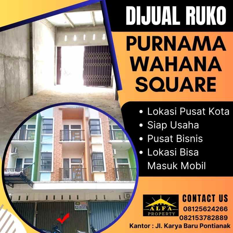 dijual ruko baru murah wahana square purnama pontianak