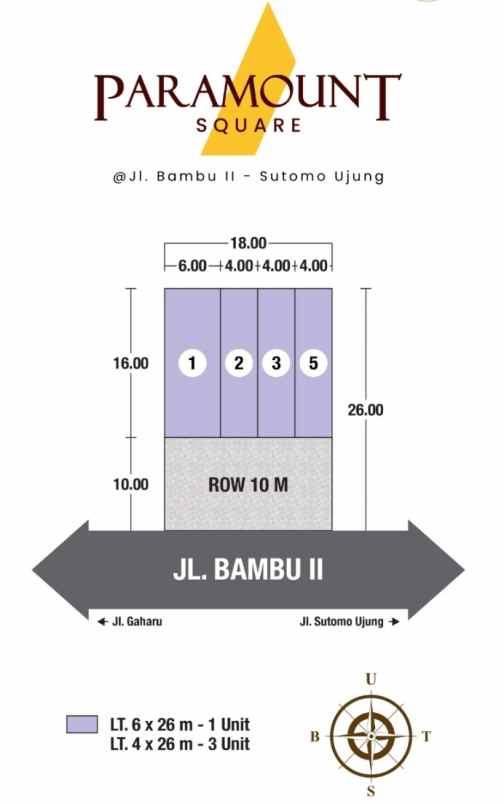 dijual ruko gudang kantor jalan bambu 2 sutomo ujung