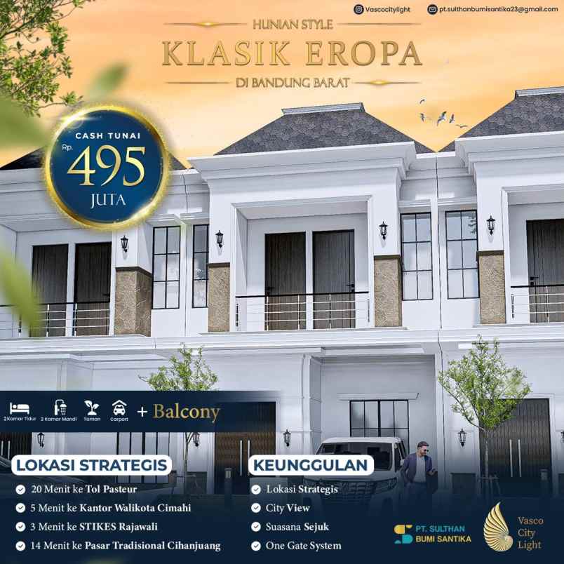 dijual rumah eropa klasik 2 lantai di cihanjuang