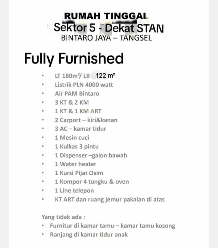 dijual rumah jl puter bintaro sektor 5