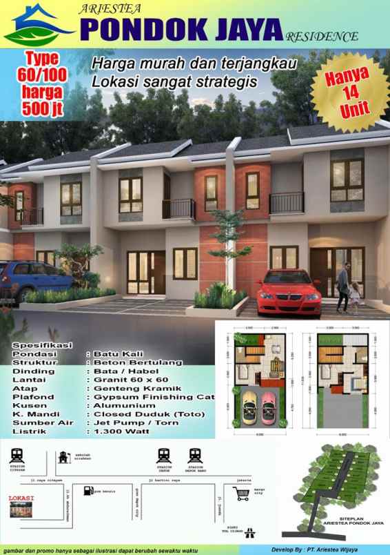 dijual rumah jl raya depok