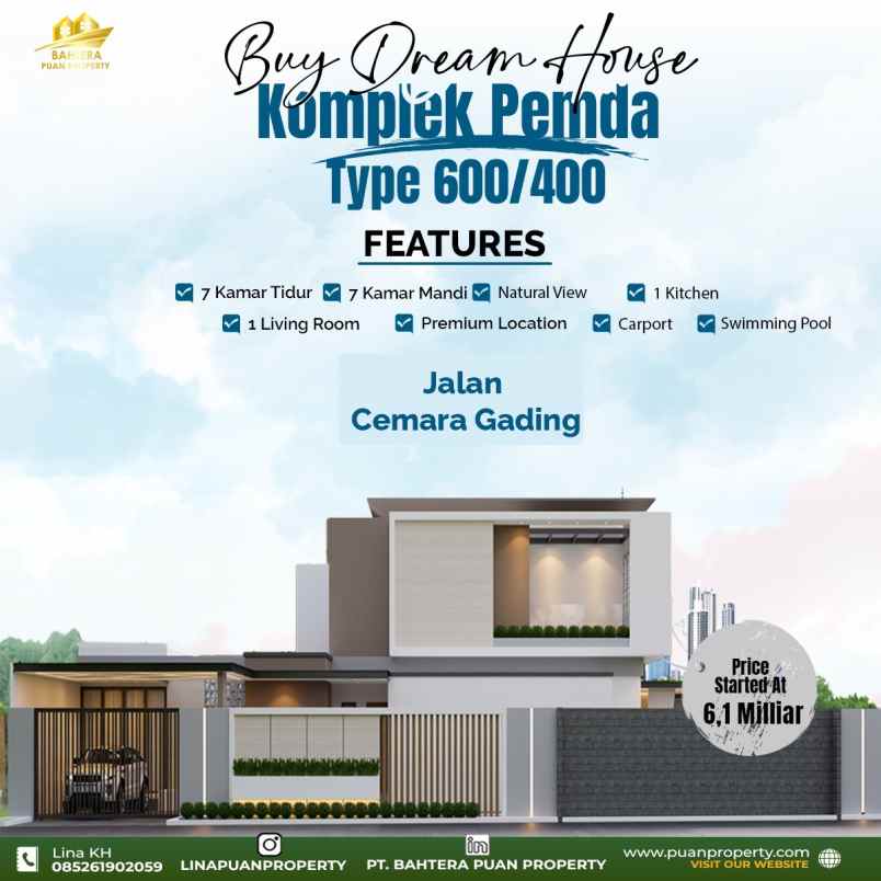 dijual rumah komplek pemda jl cemara gading