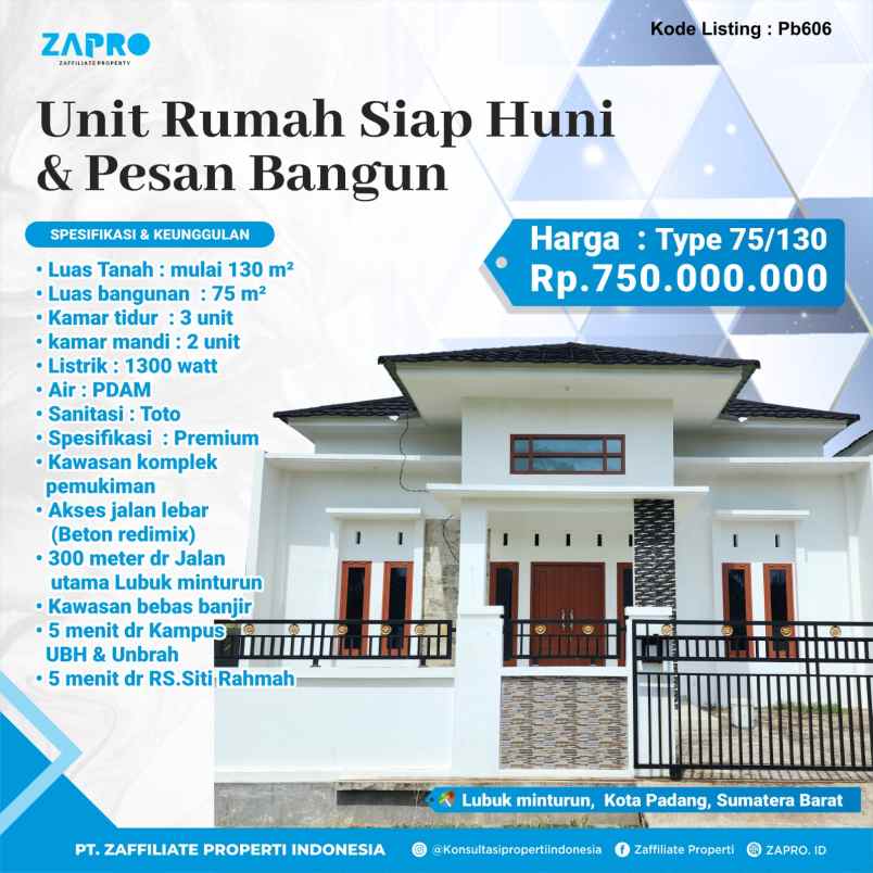 dijual rumah lubuk minturun kota padang