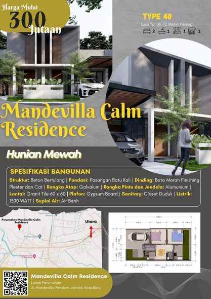 dijual rumah mandevilla calm residence