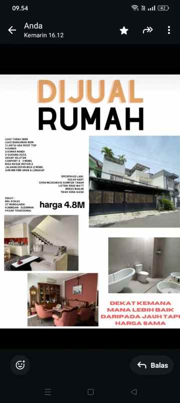 dijual rumah mewah 3 lantai