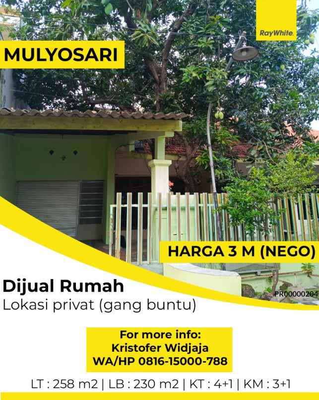 dijual rumah mulyosari utara surabaya timur