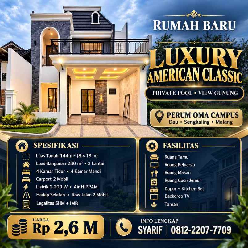 dijual rumah perum oma campus dau