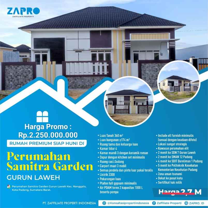 dijual rumah perumahan samitra garden