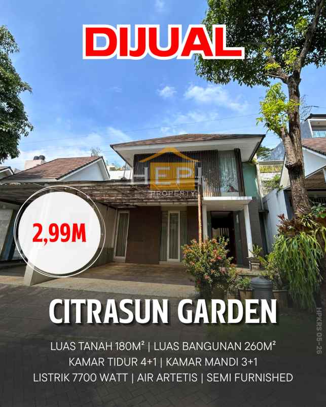 dijual rumah semi furnish di citrasun garden semarang