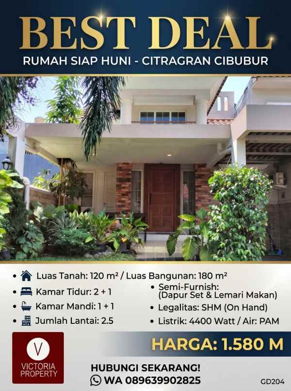 dijual rumah siap huni di citragran cibubur
