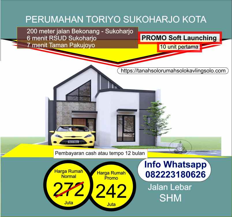 dijual rumah toriyo sukoharjo kota