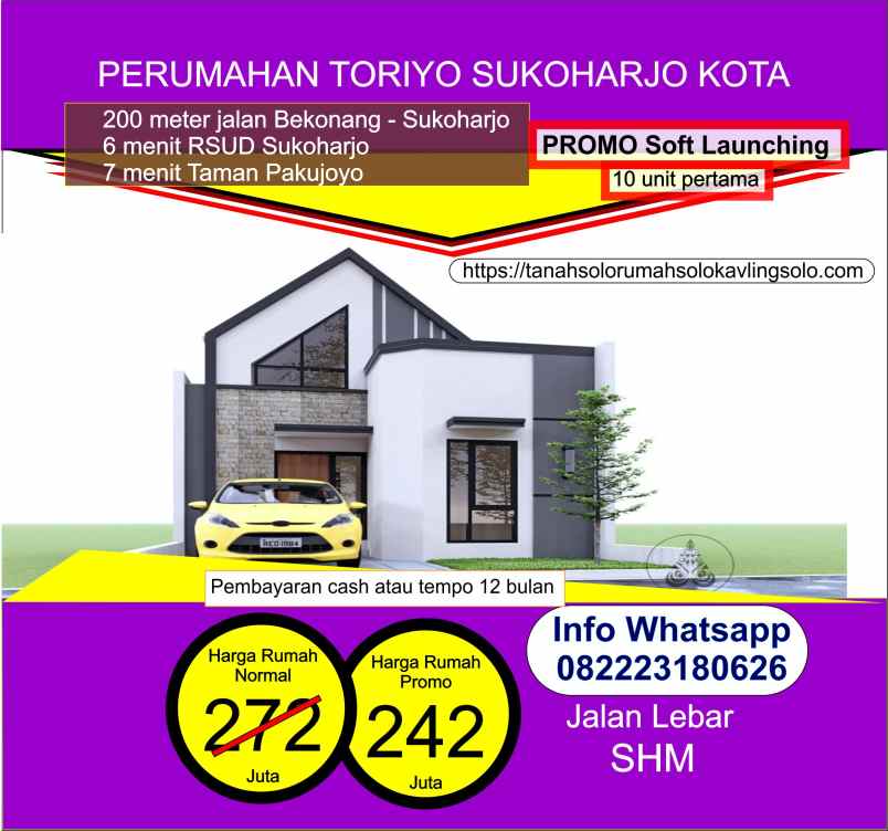 dijual rumah toriyo sukoharjo kota