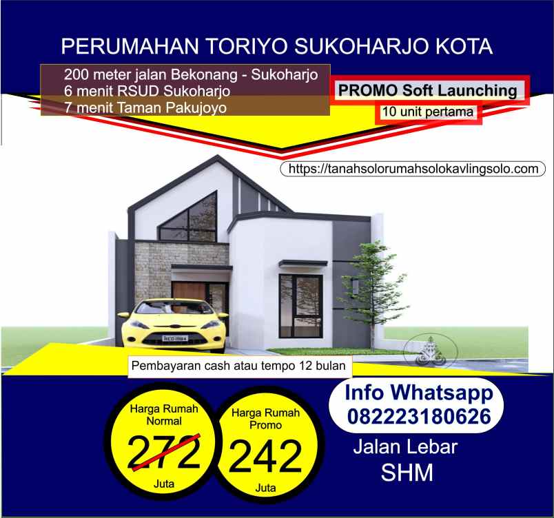 dijual rumah toriyo sukoharjo kota