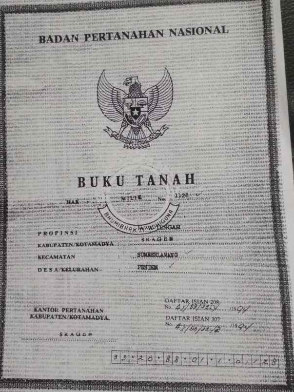 dijual tanah barong desa pendem