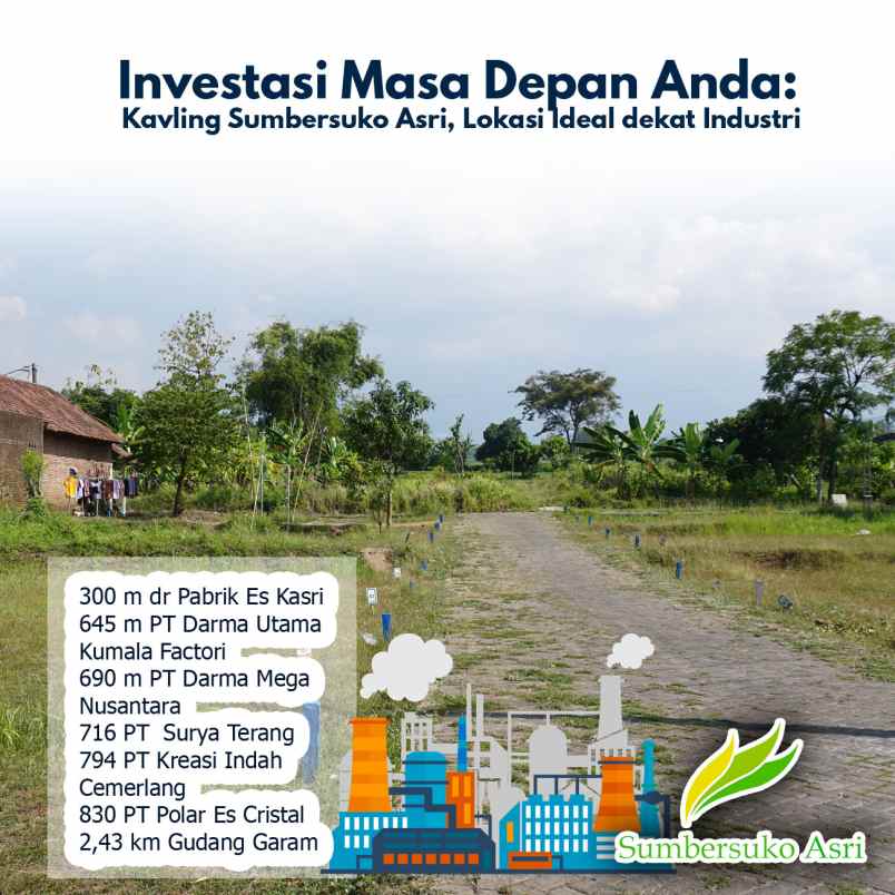 dijual tanah kemuning sumbersuko kec