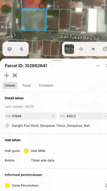 dijual tanah renon