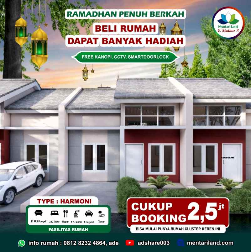 dipasarkan cluster firdaus residence 3 type harmoni