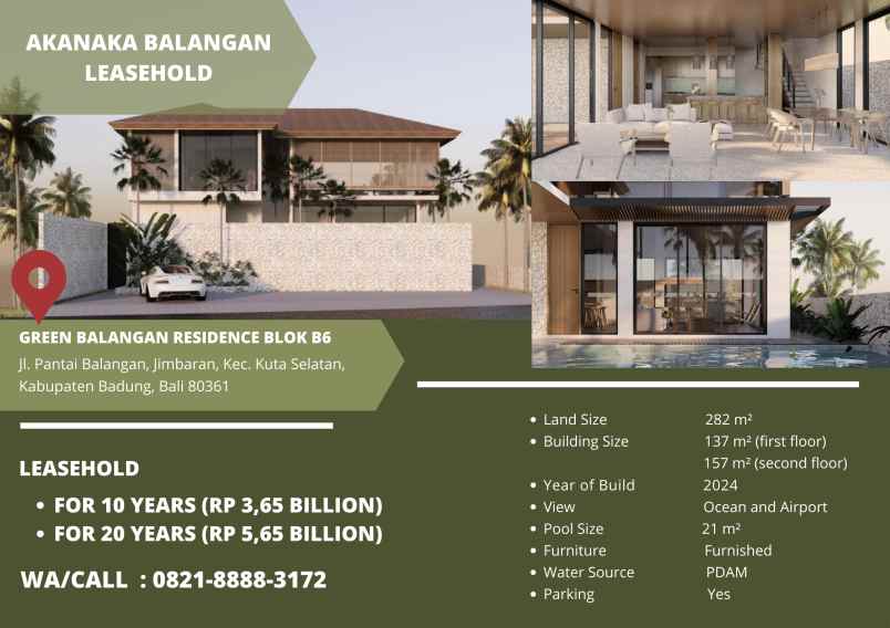 disewakan villa jl pantai balangan