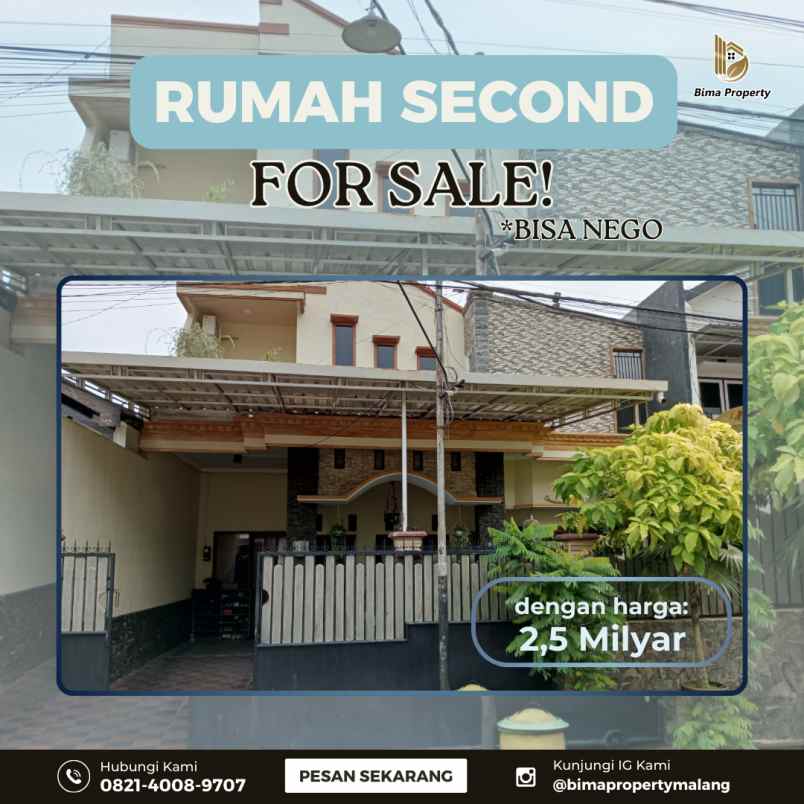 hunian second mewah 2 lantai carport cukup luas