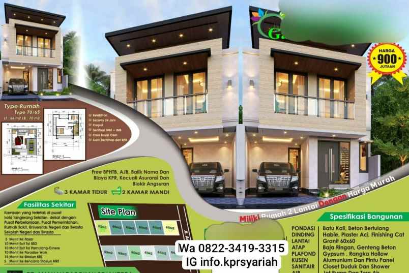 rumah cluster 2 lantai pamulang tangerang selatan